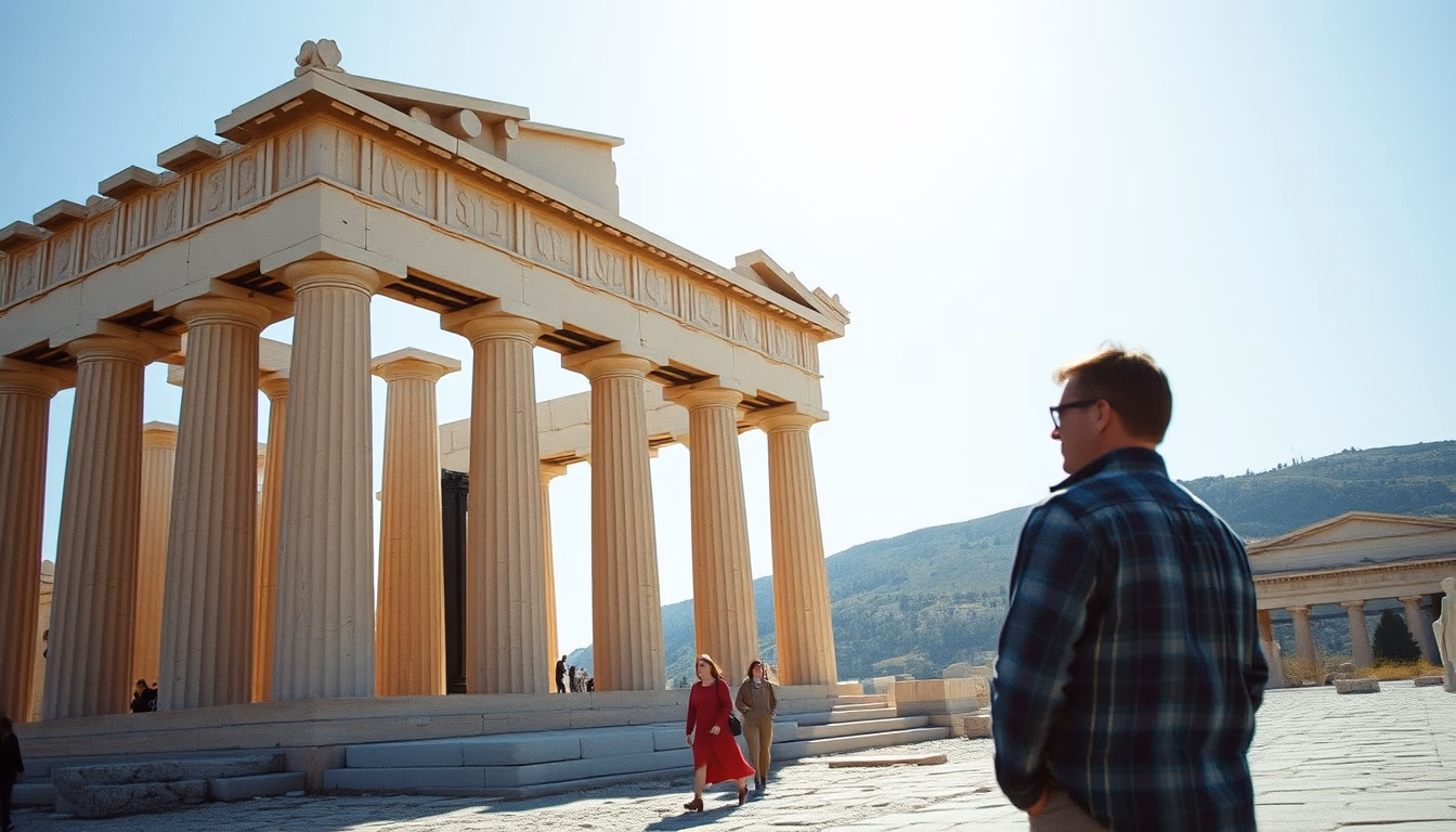 parthenon athens columns in editorial style