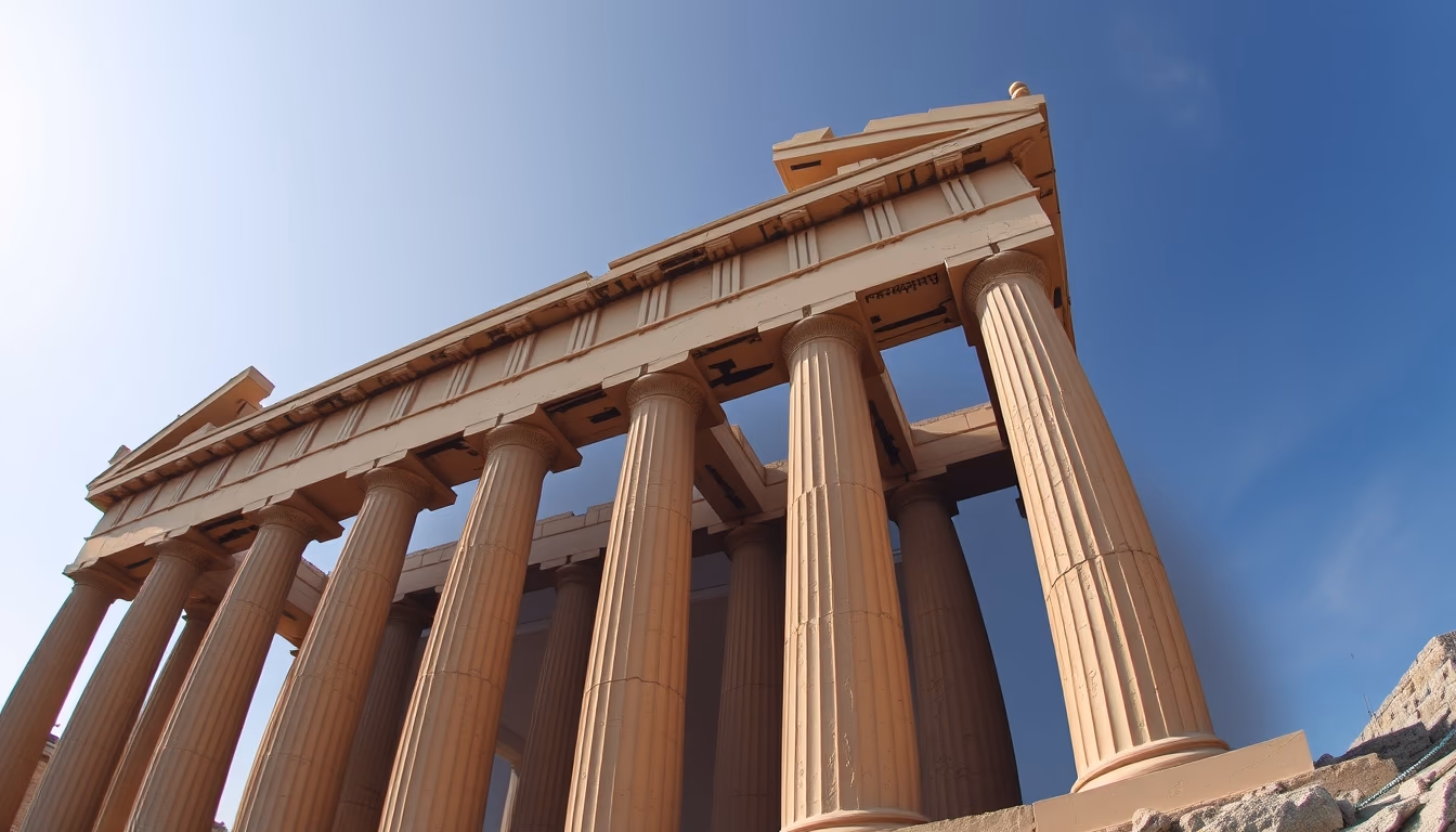 parthenon athens columns in editorial style