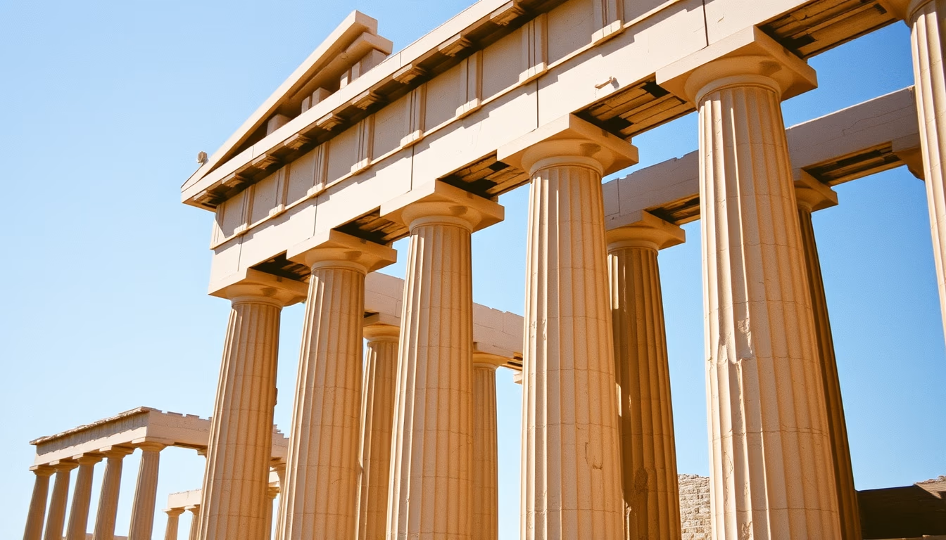 parthenon athens columns in editorial style