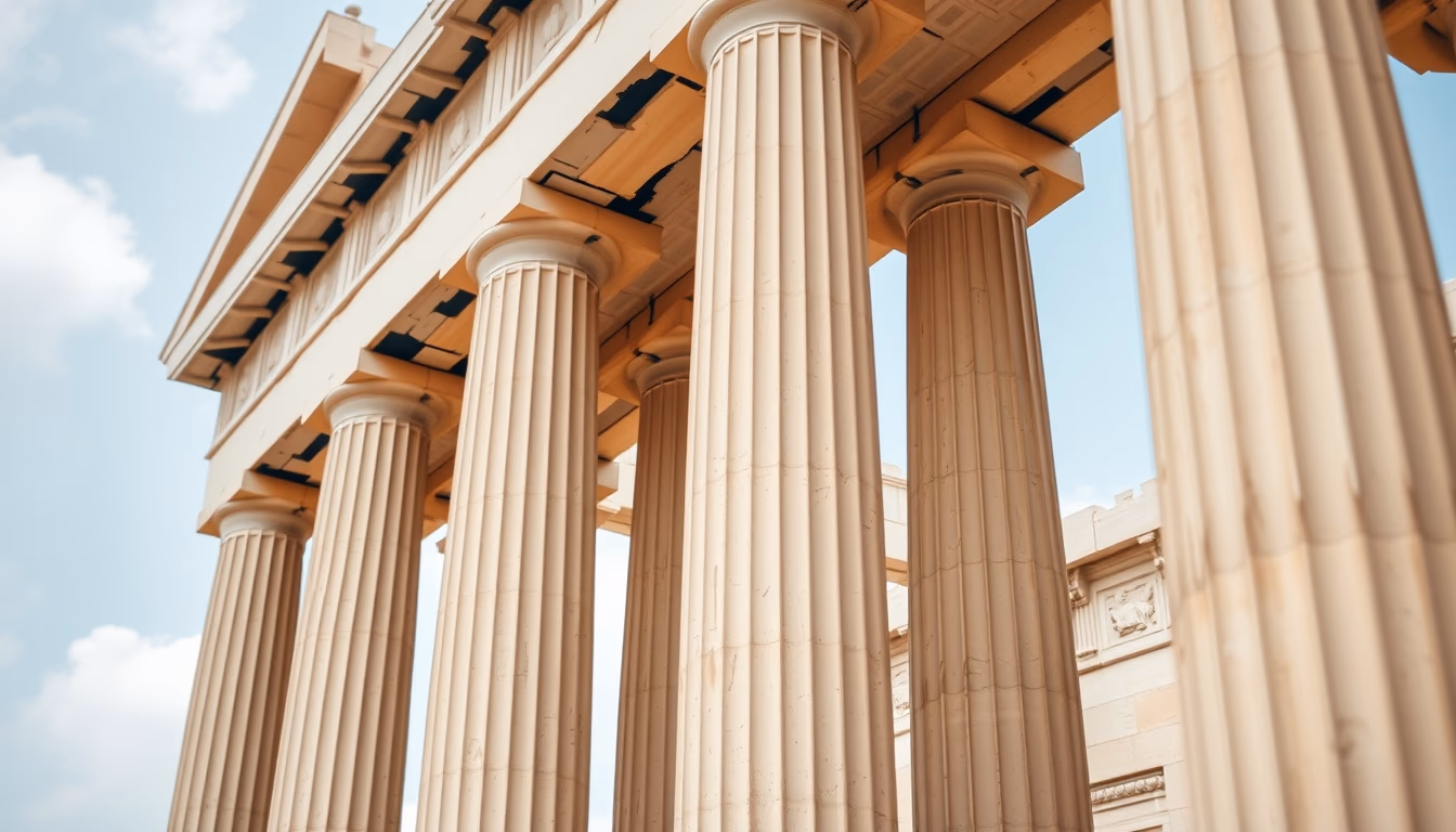 parthenon athens columns in editorial style