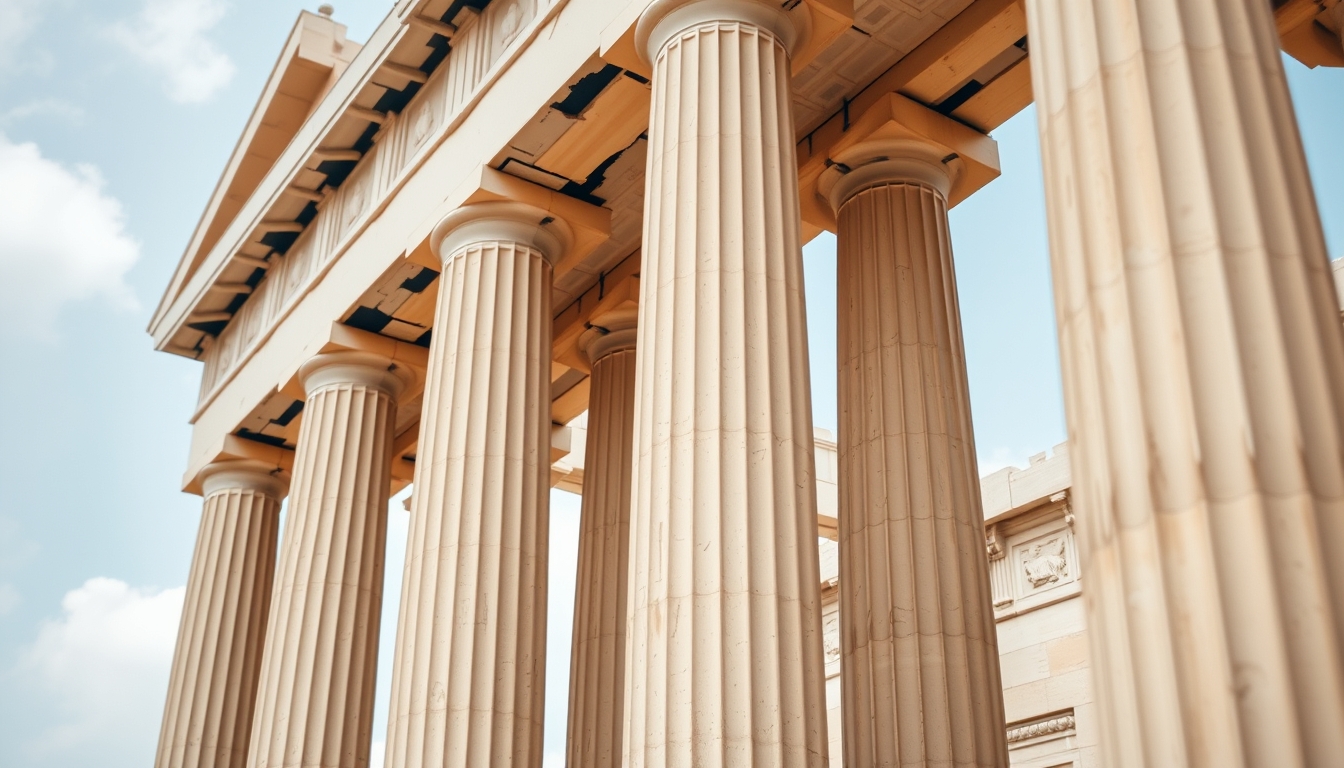 parthenon athens columns in editorial style