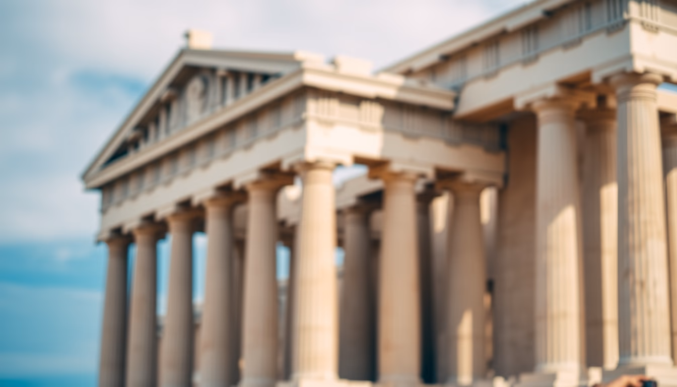 parthenon athens columns in editorial style