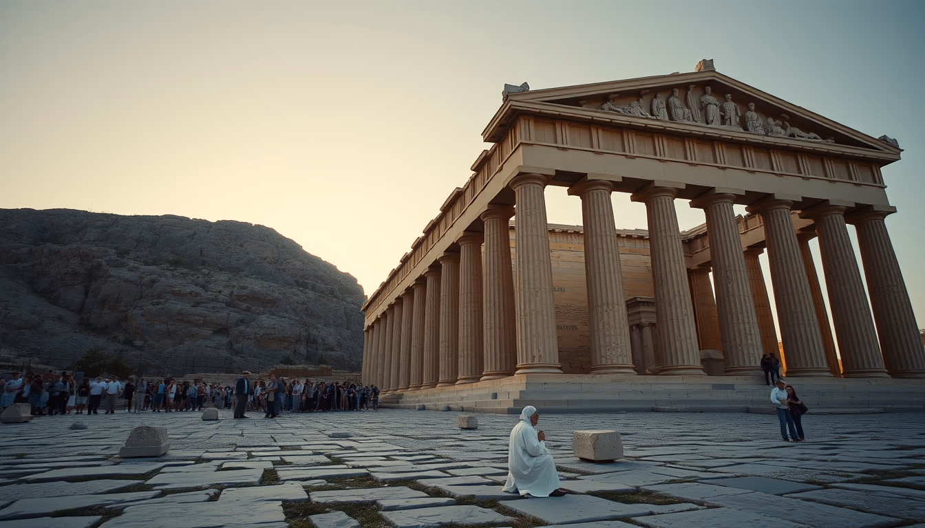 parthenon marbles in editorial style
