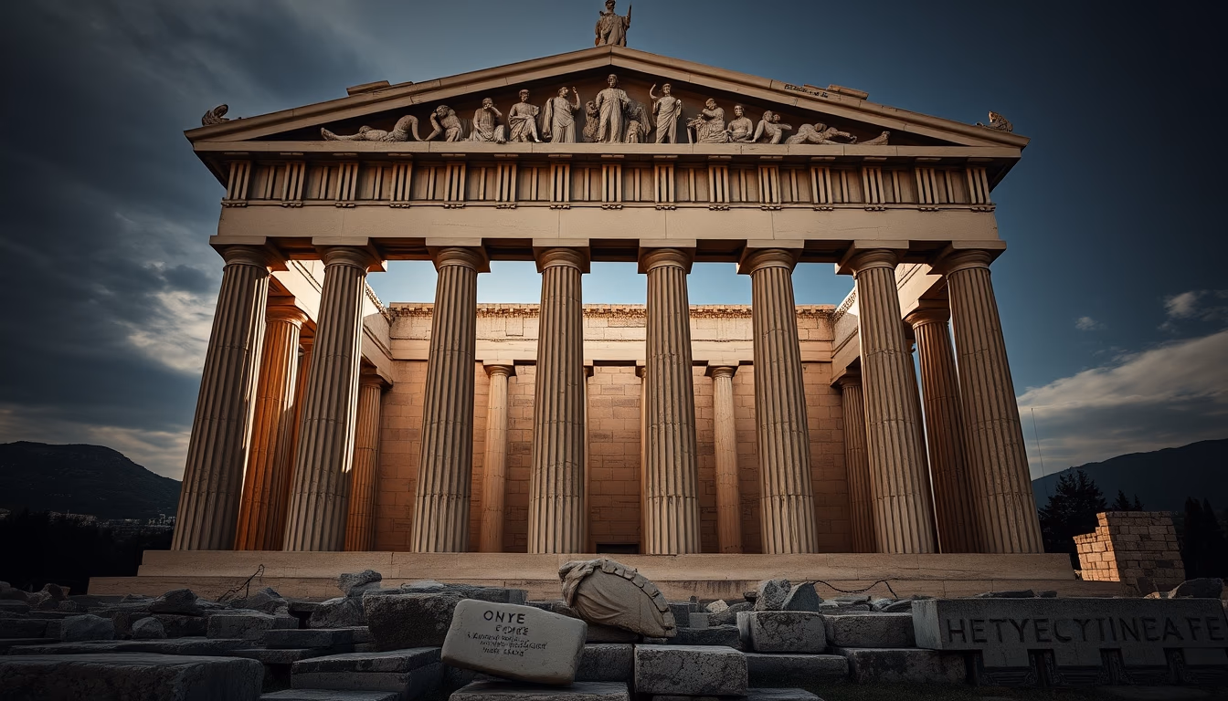 parthenon marbles in editorial style