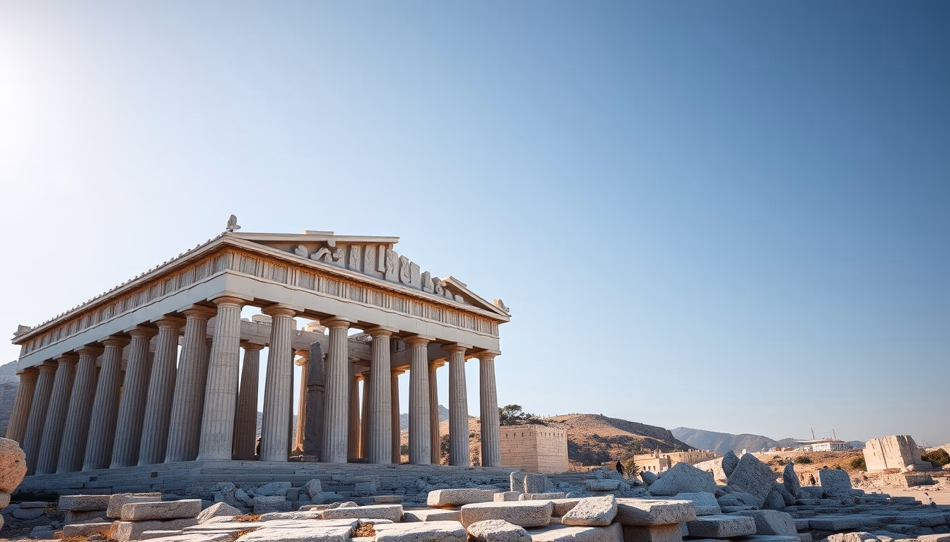 parthenon marbles in editorial style