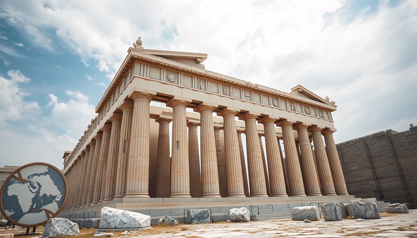 parthenon marbles in editorial style