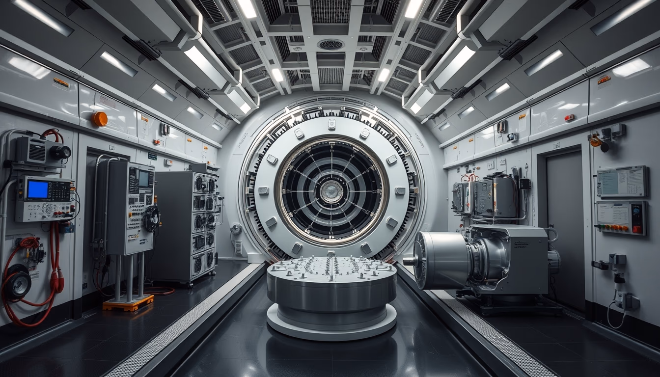 particle accelerator interior cern in editorial style