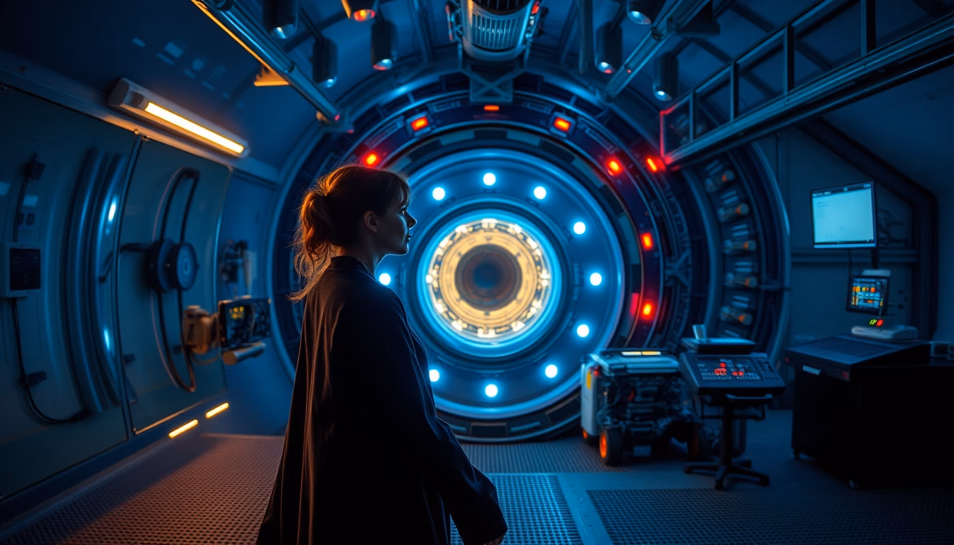 particle accelerator interior cern in editorial style