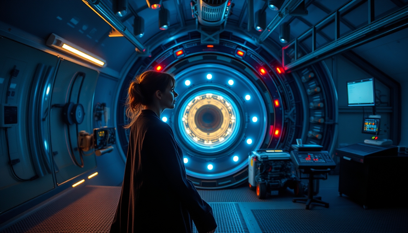 particle accelerator interior cern in editorial style