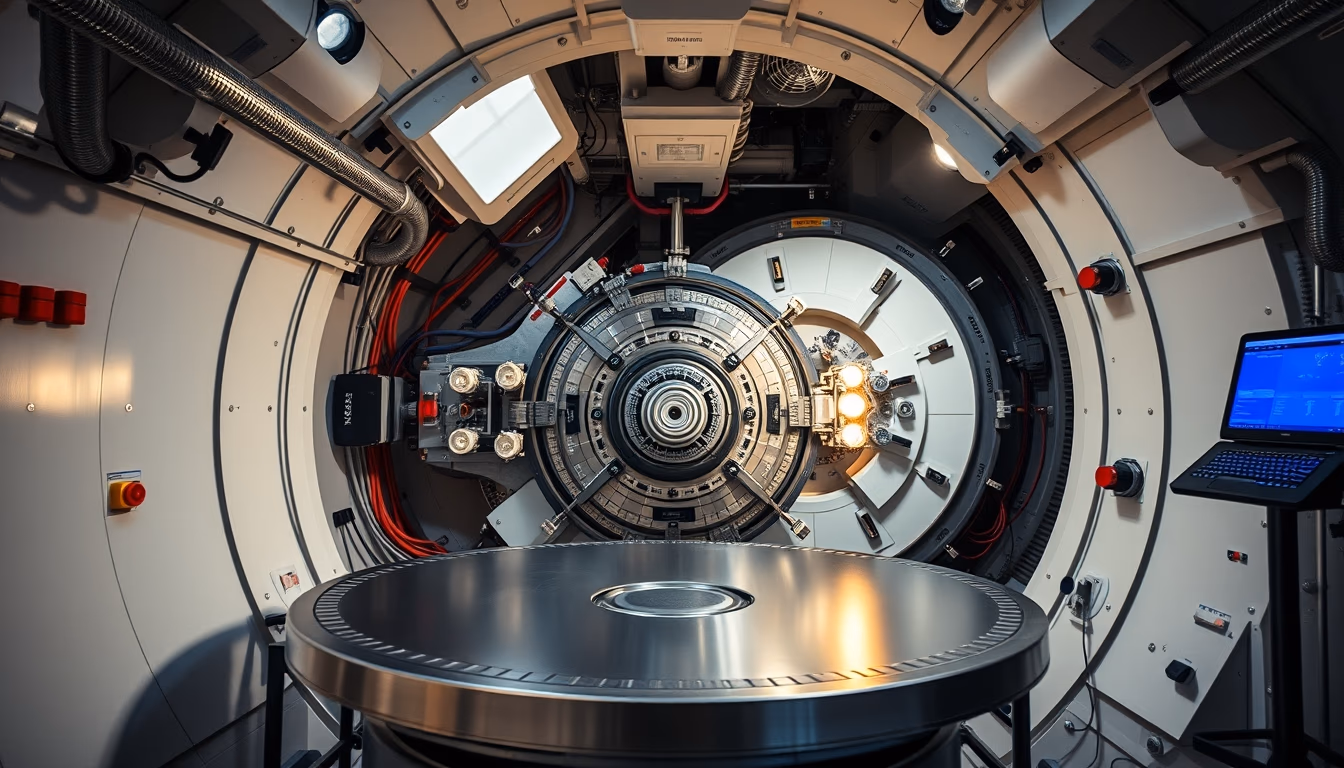 particle accelerator interior cern in editorial style