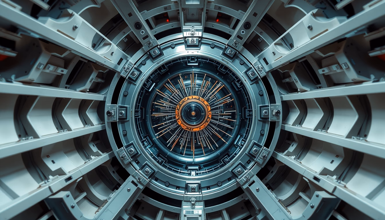 particle physics detector in editorial style