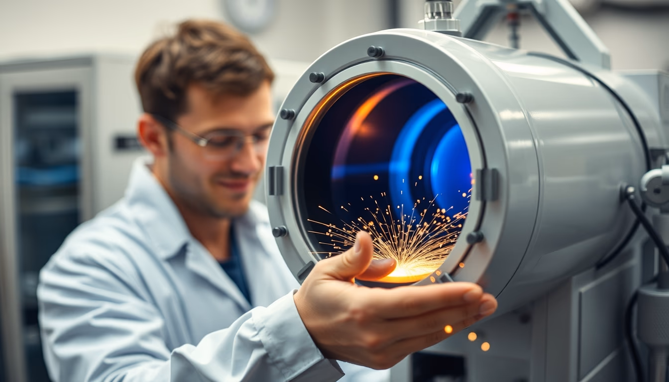 particle physics detector in editorial style