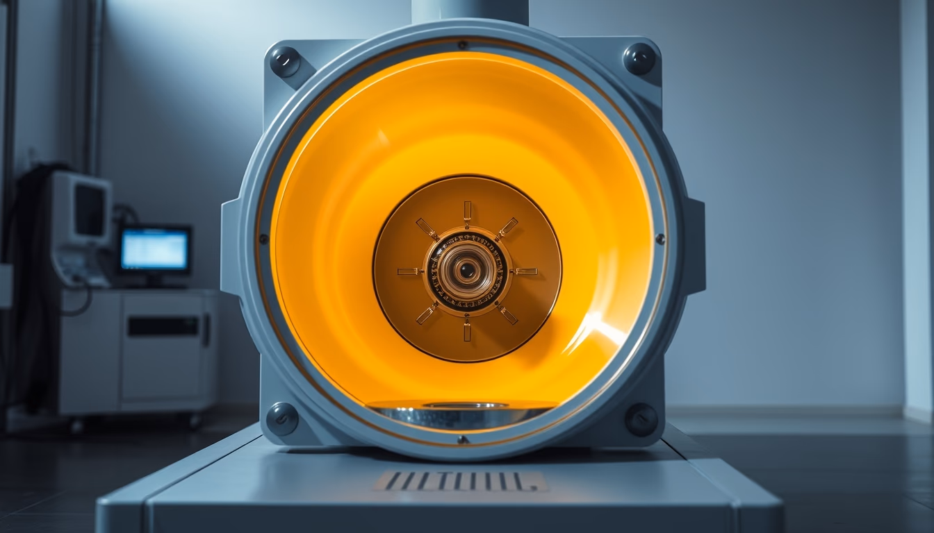 particle physics detector in editorial style