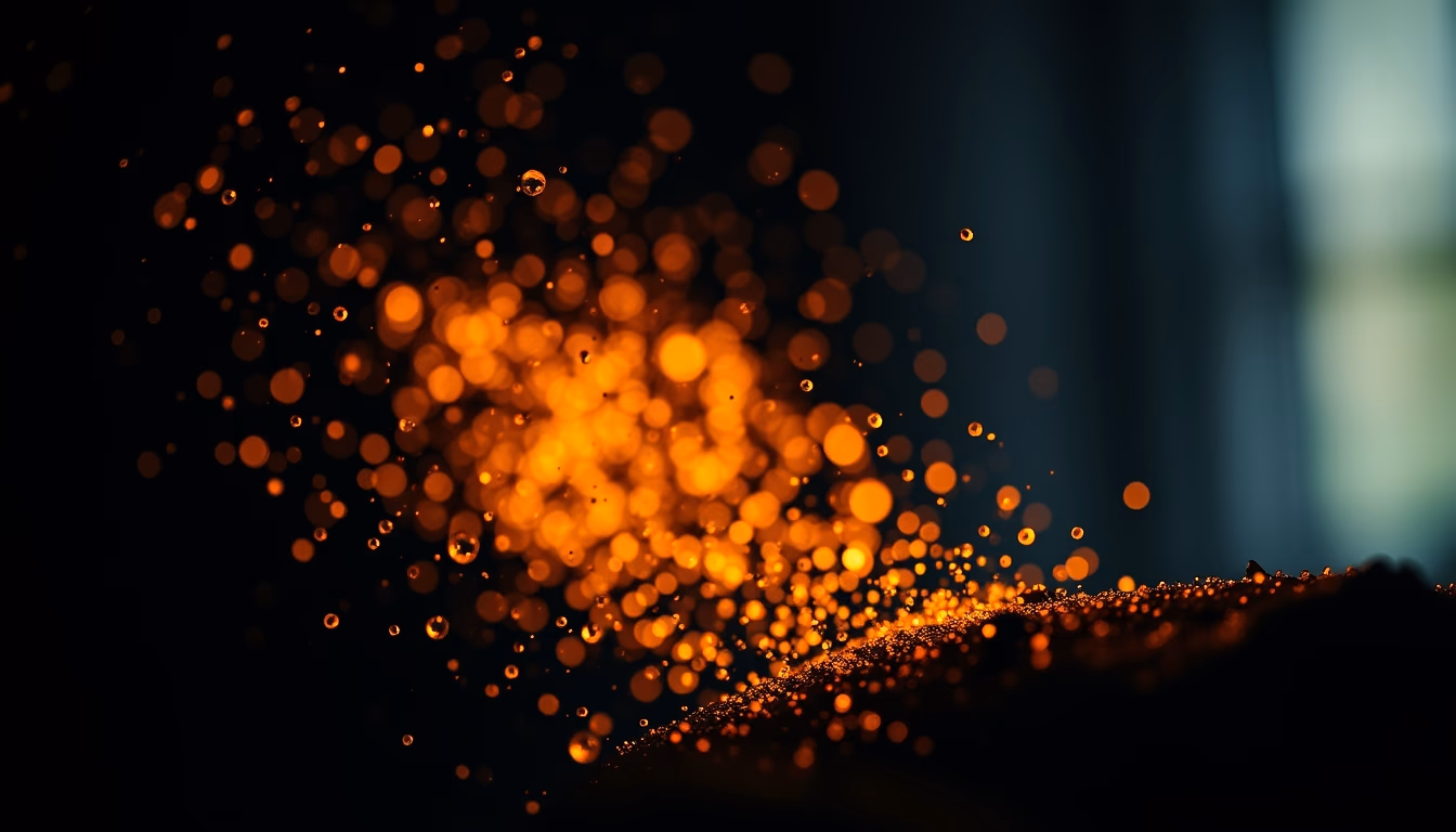 Particles glowing dark em estilo editorial