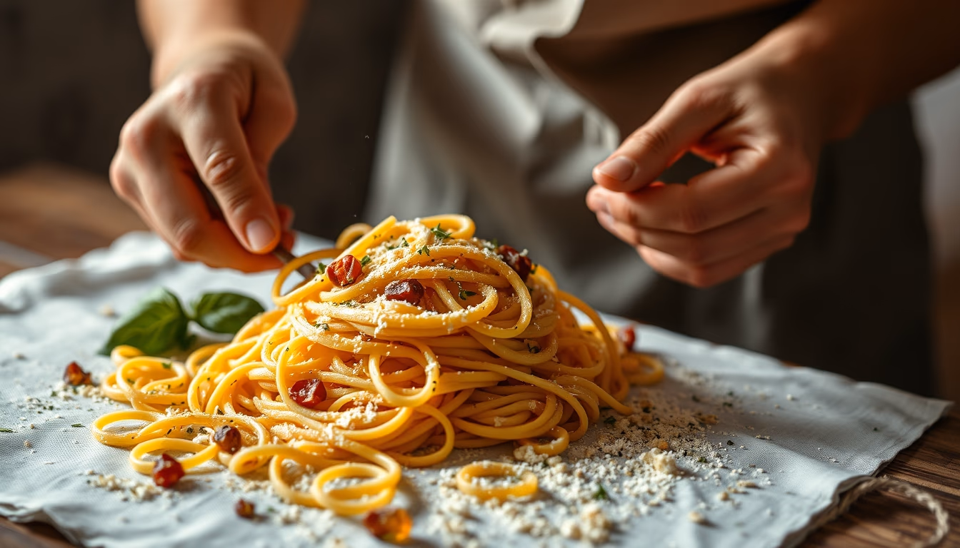 pasta fresh handmade in editorial style