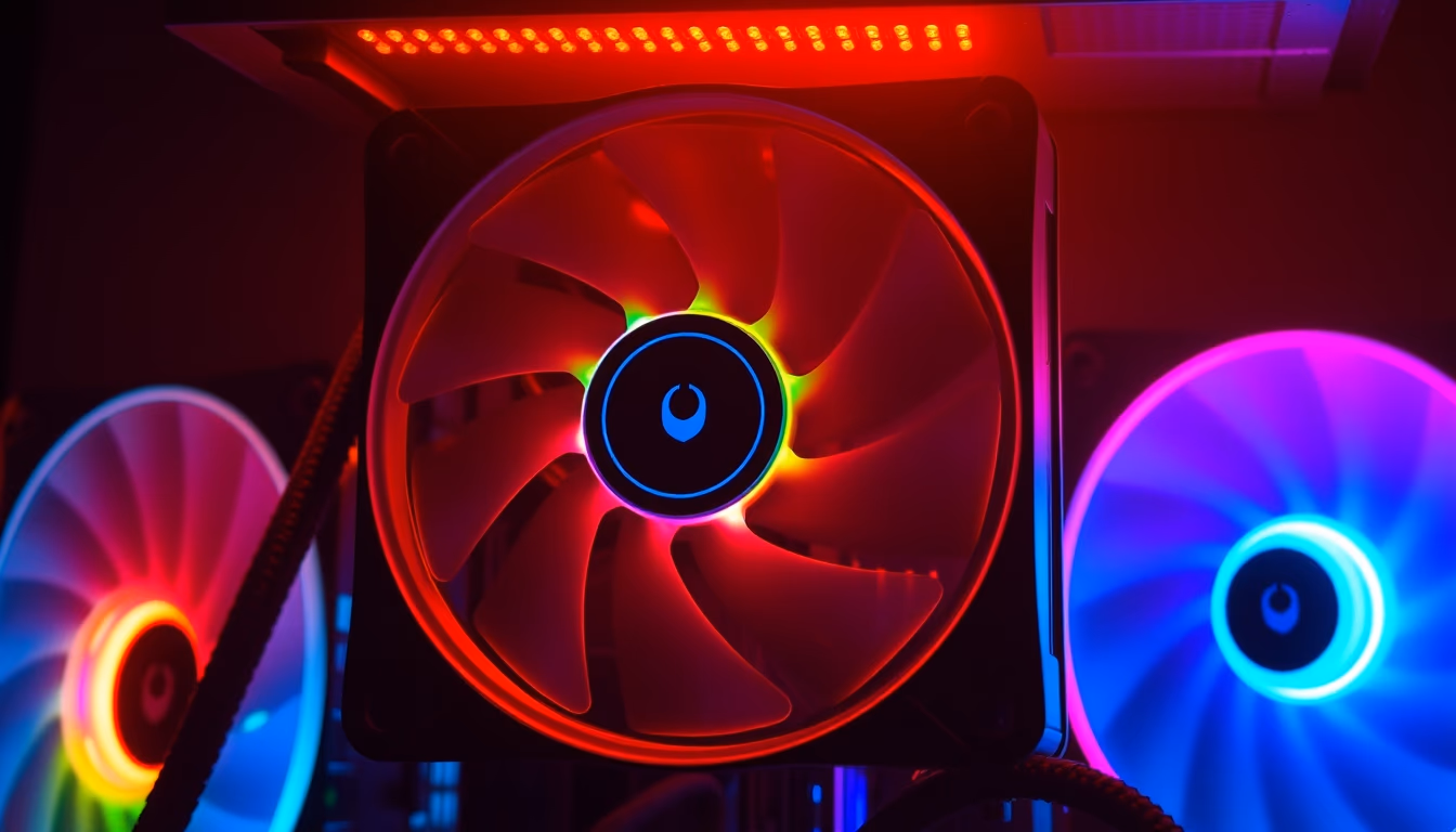 pc fan rgb glowing in editorial style