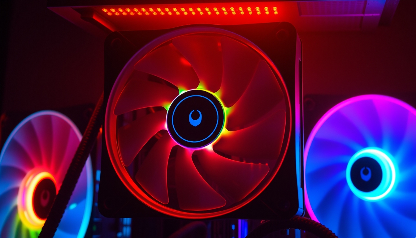 pc fan rgb glowing in editorial style