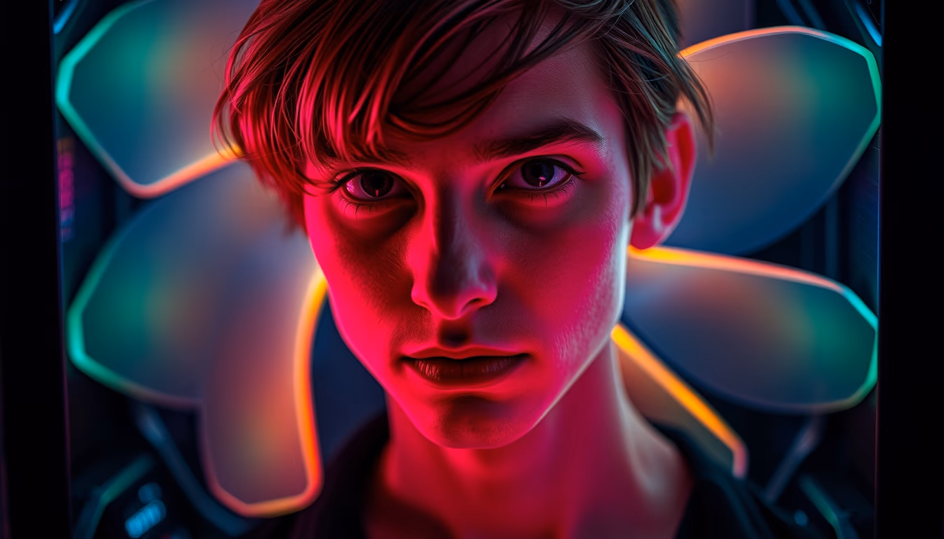 pc fan rgb glowing in editorial style