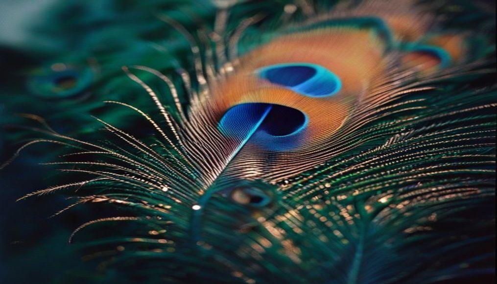 peacock feather display in editorial style