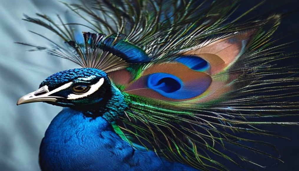 peacock feather display in editorial style