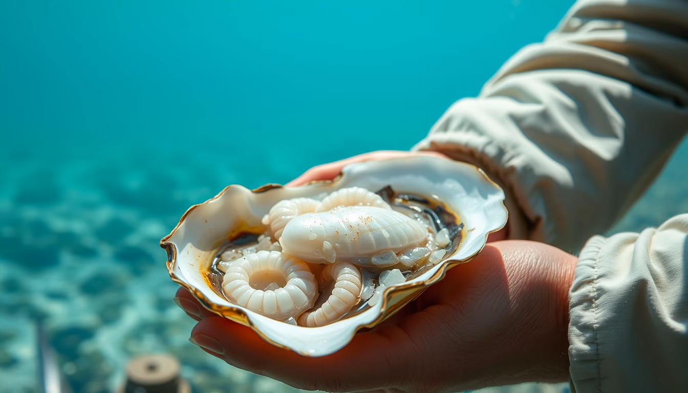 pearl oyster harvest in editorial style