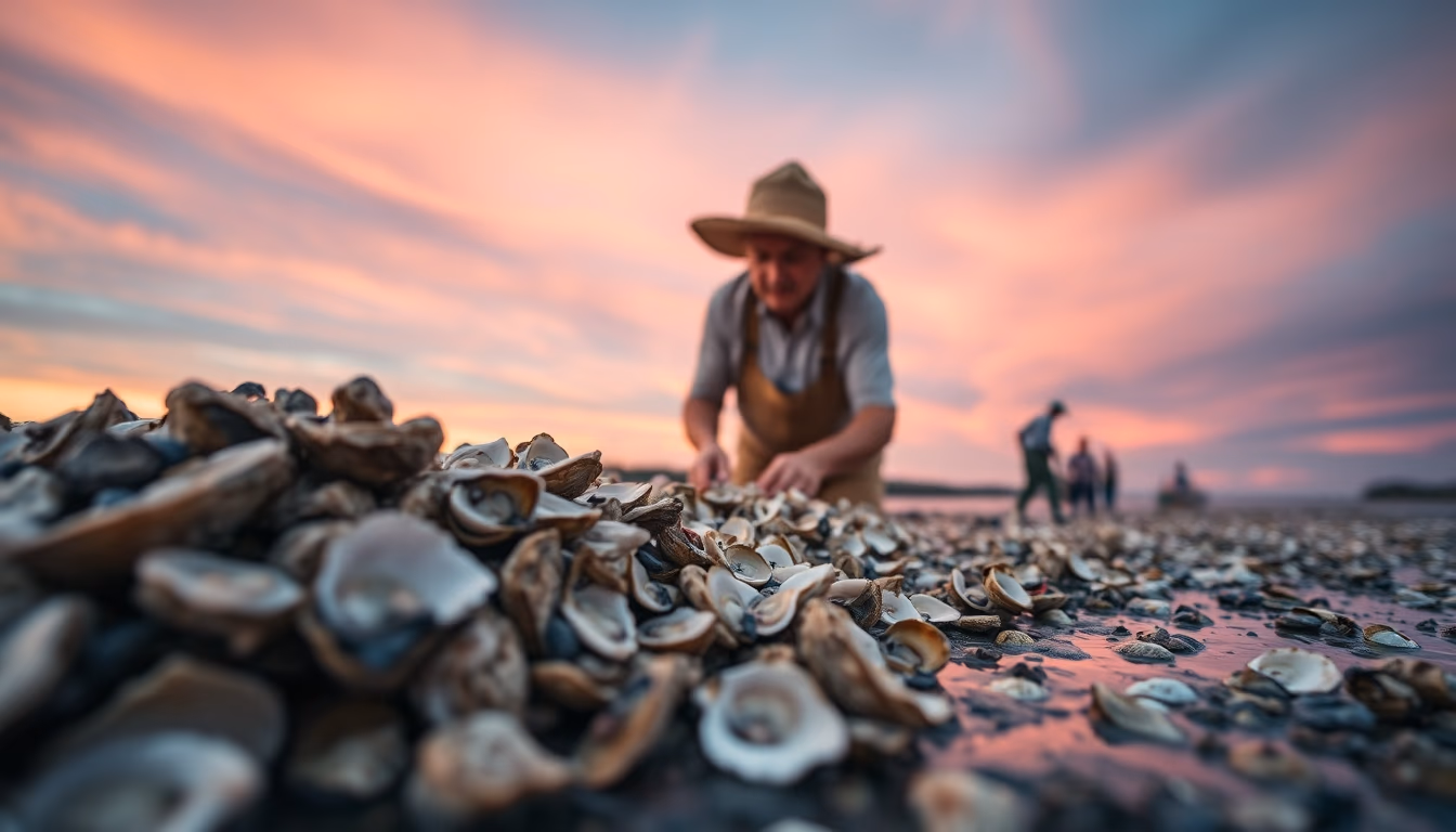 pearl oyster harvest in editorial style