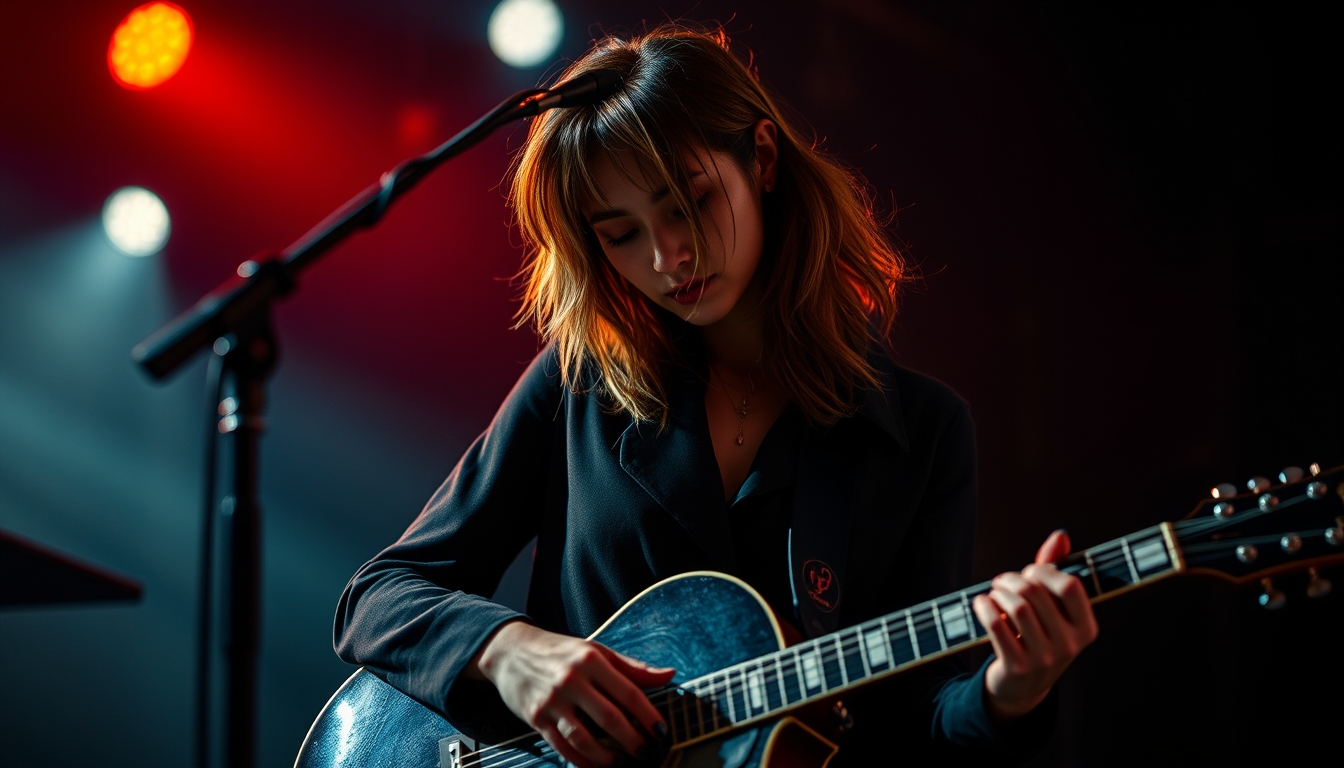 pedal steel guitar in editorial style