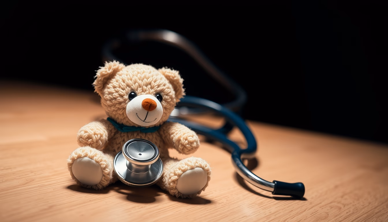 pediatric stethoscope teddy in editorial style