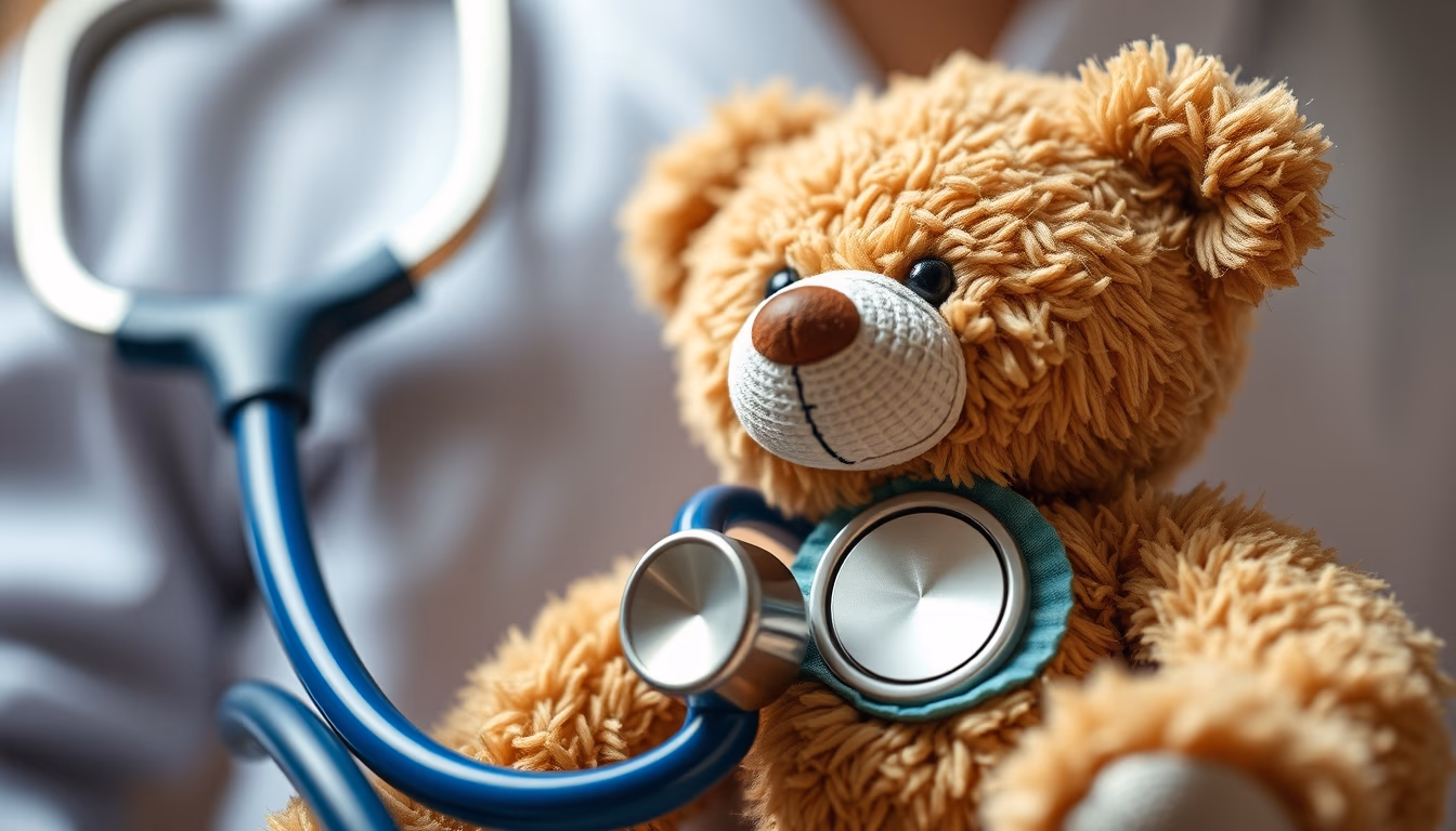 pediatric stethoscope teddy in editorial style