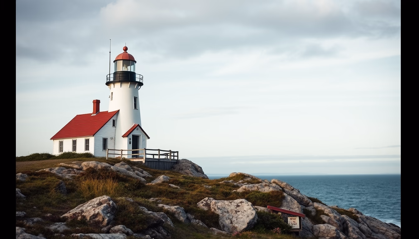 peggy cove lighthouse in editorial style