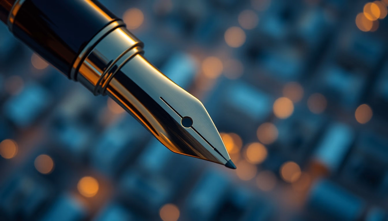 pen nib gold inscribed in editorial style