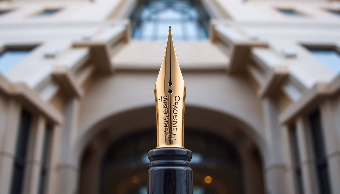 pen nib gold inscribed in editorial style