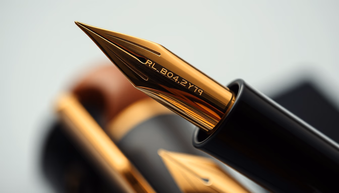 pen nib gold inscribed in editorial style