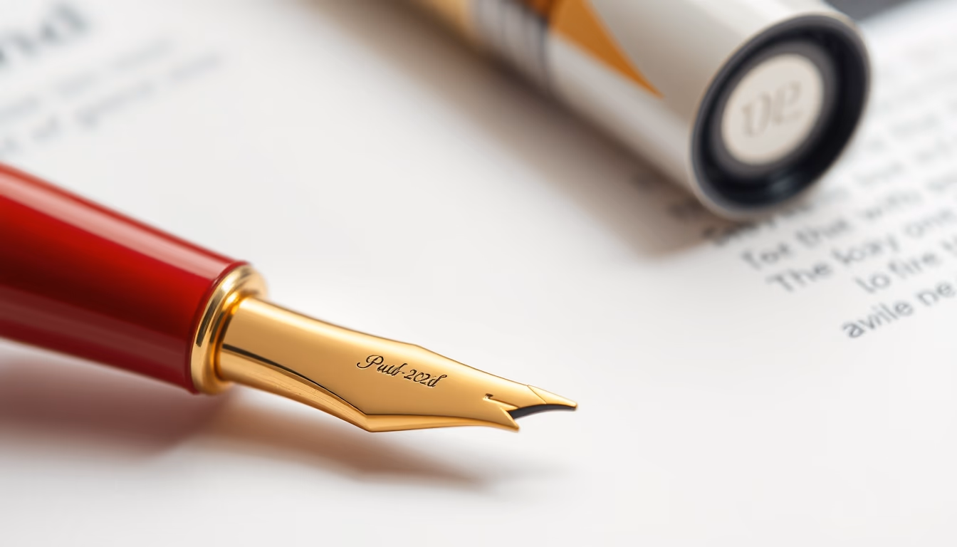 pen nib gold inscribed in editorial style