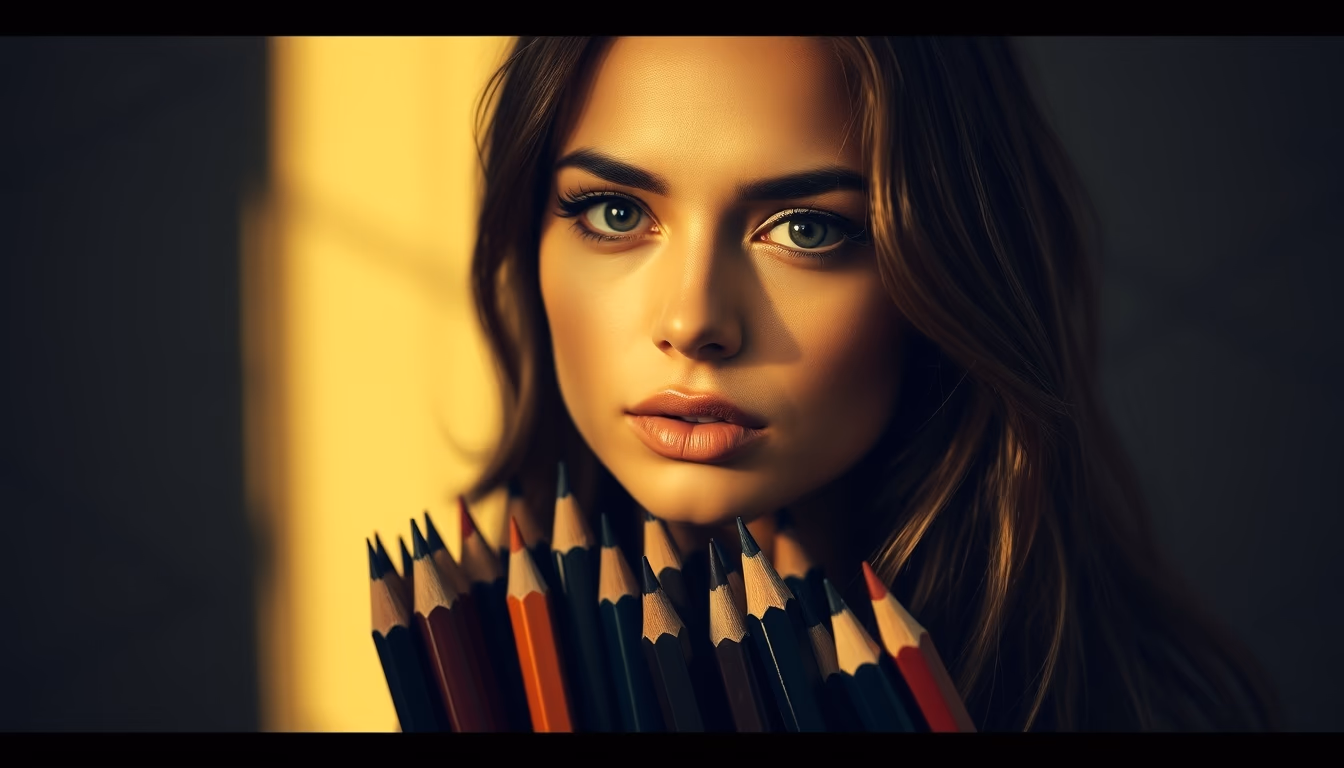 pencil collection vintage in editorial style