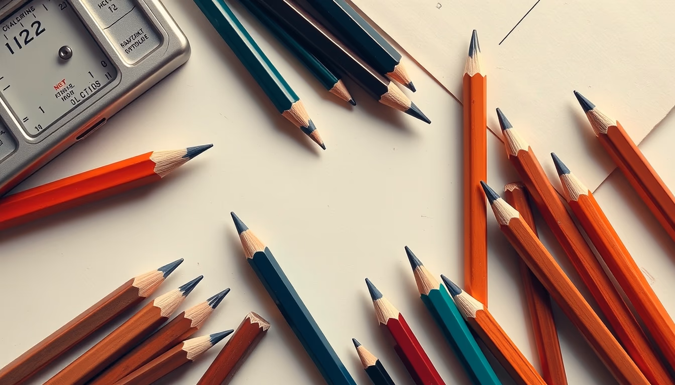 pencil collection vintage in editorial style