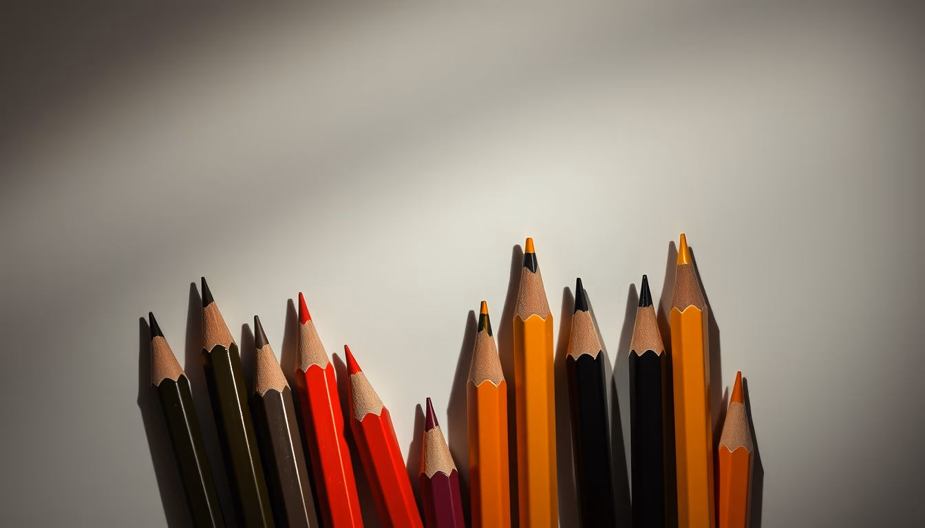 pencil collection vintage in editorial style