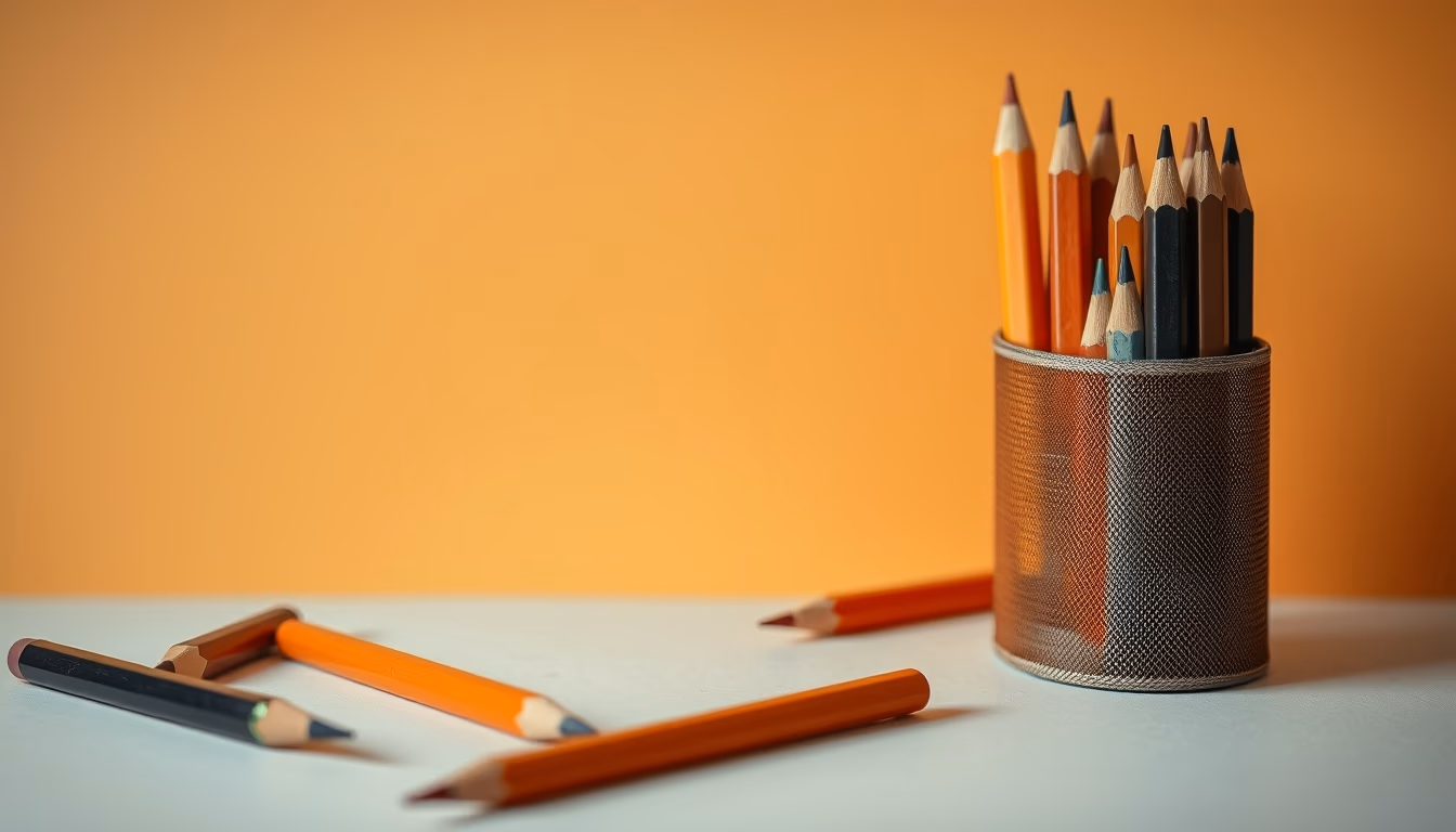 pencil collection vintage in editorial style