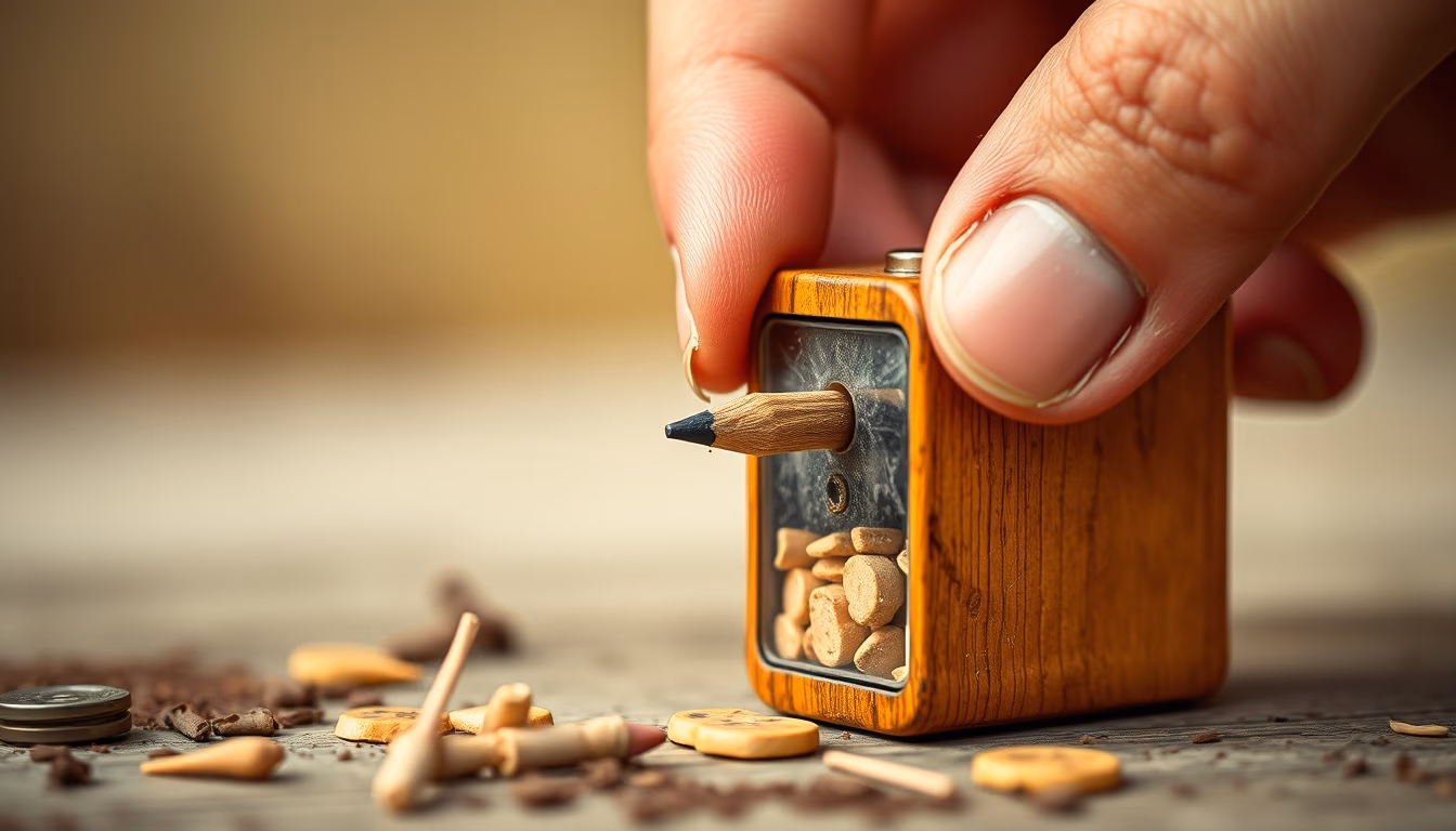 pencil sharpener vintage in editorial style
