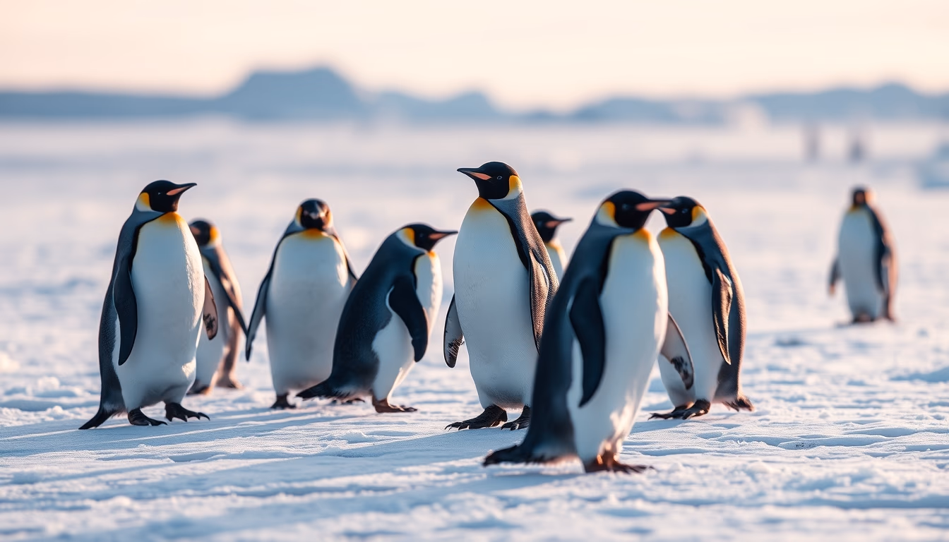 Penguins on ice antarctica em estilo editorial