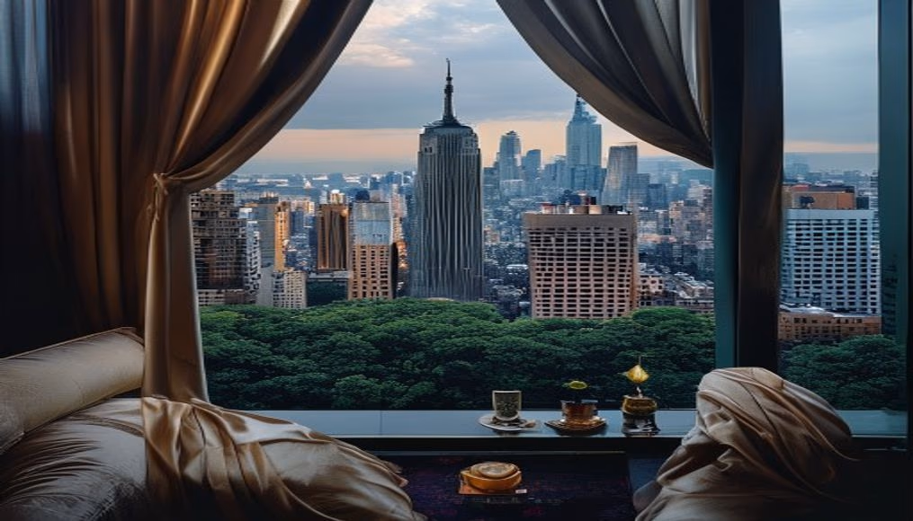 penthouse manhattan central park view in luxury editorial photography