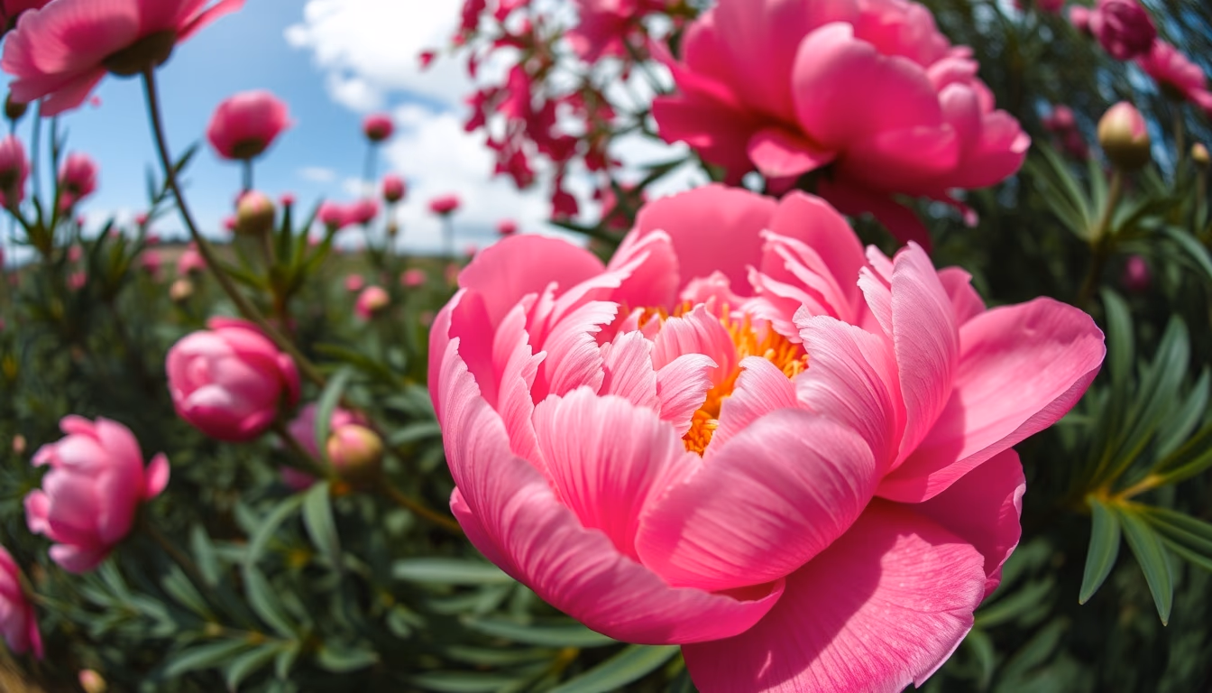 peony pink lush in editorial style