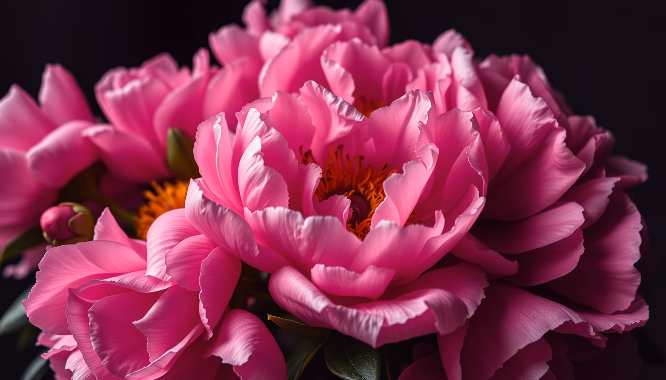 peony pink lush in editorial style