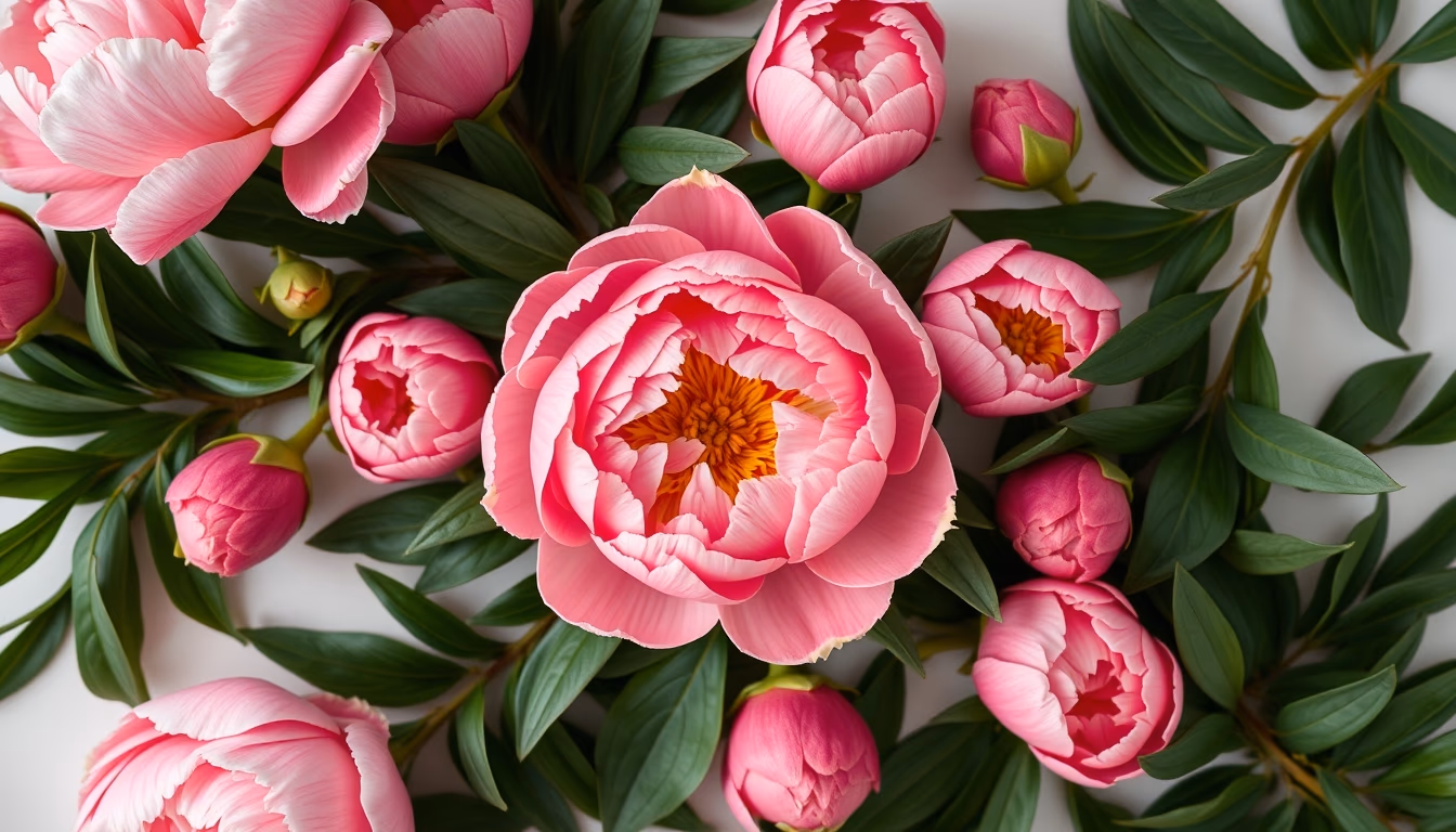 peony pink lush in editorial style