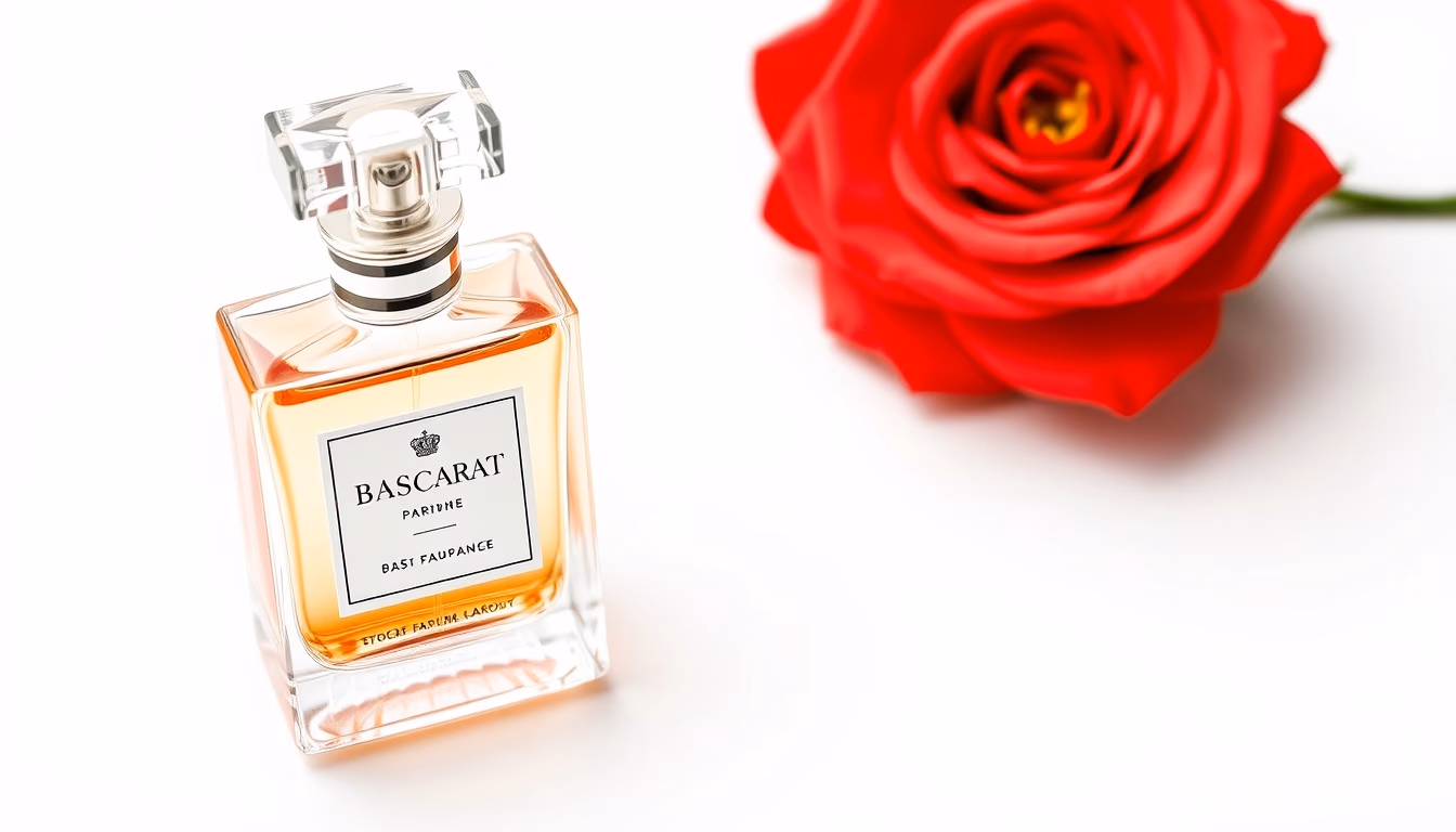 perfume bottle baccarat in editorial style