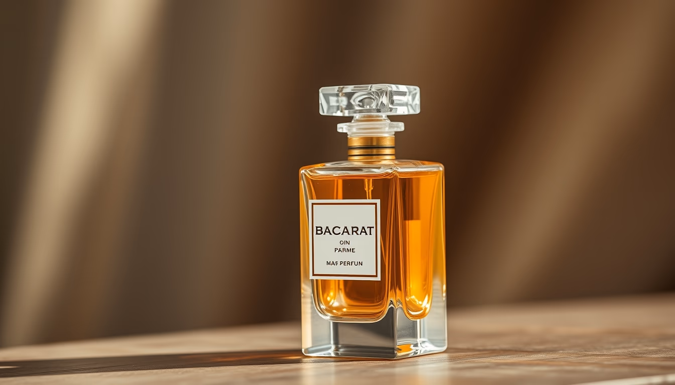 perfume bottle baccarat in editorial style