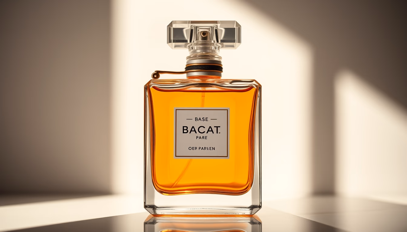 perfume bottle baccarat in editorial style