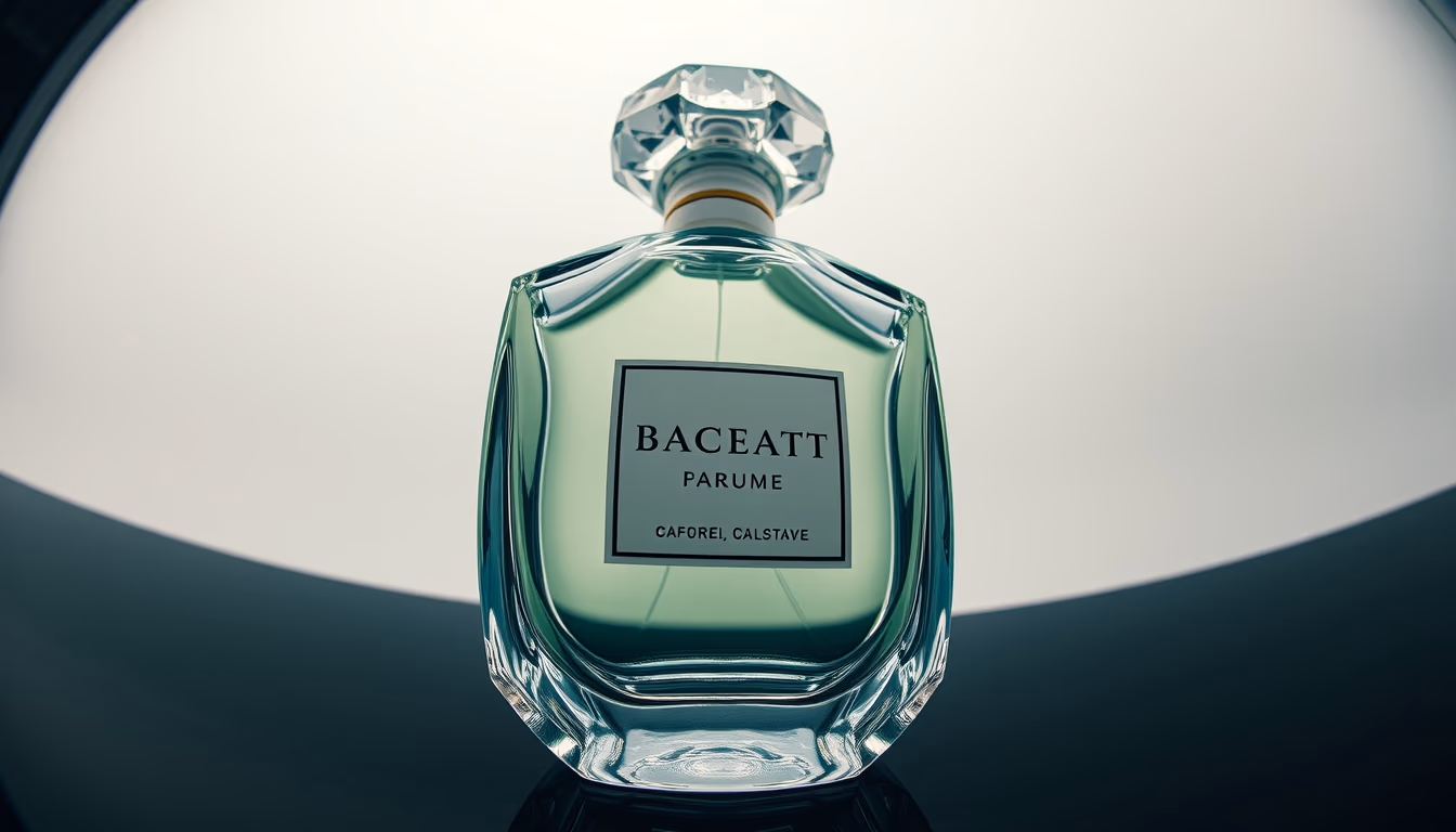 perfume bottle baccarat in editorial style