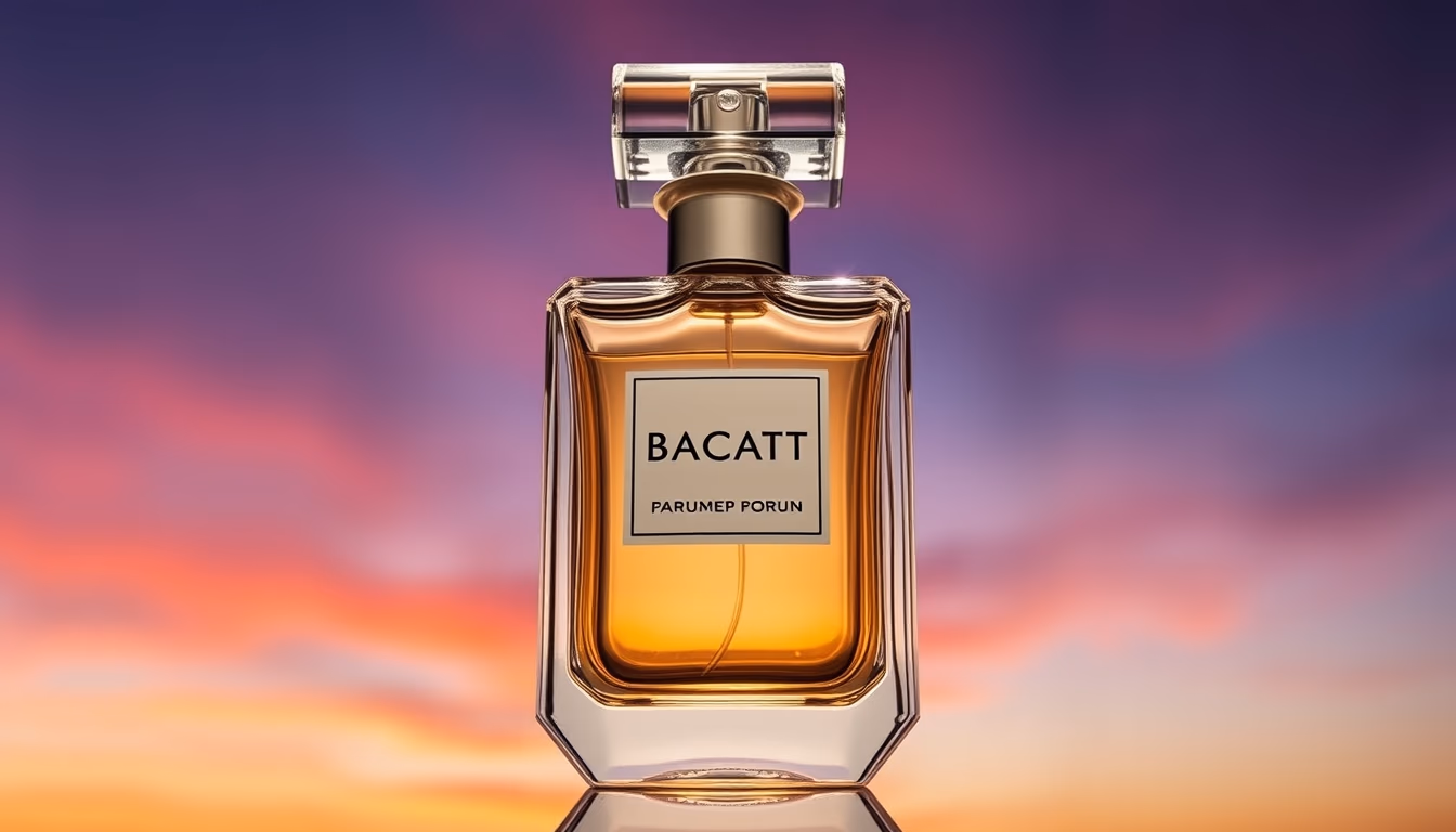 perfume bottle baccarat in editorial style