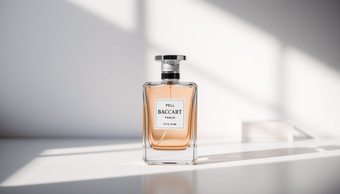 perfume bottle baccarat in editorial style